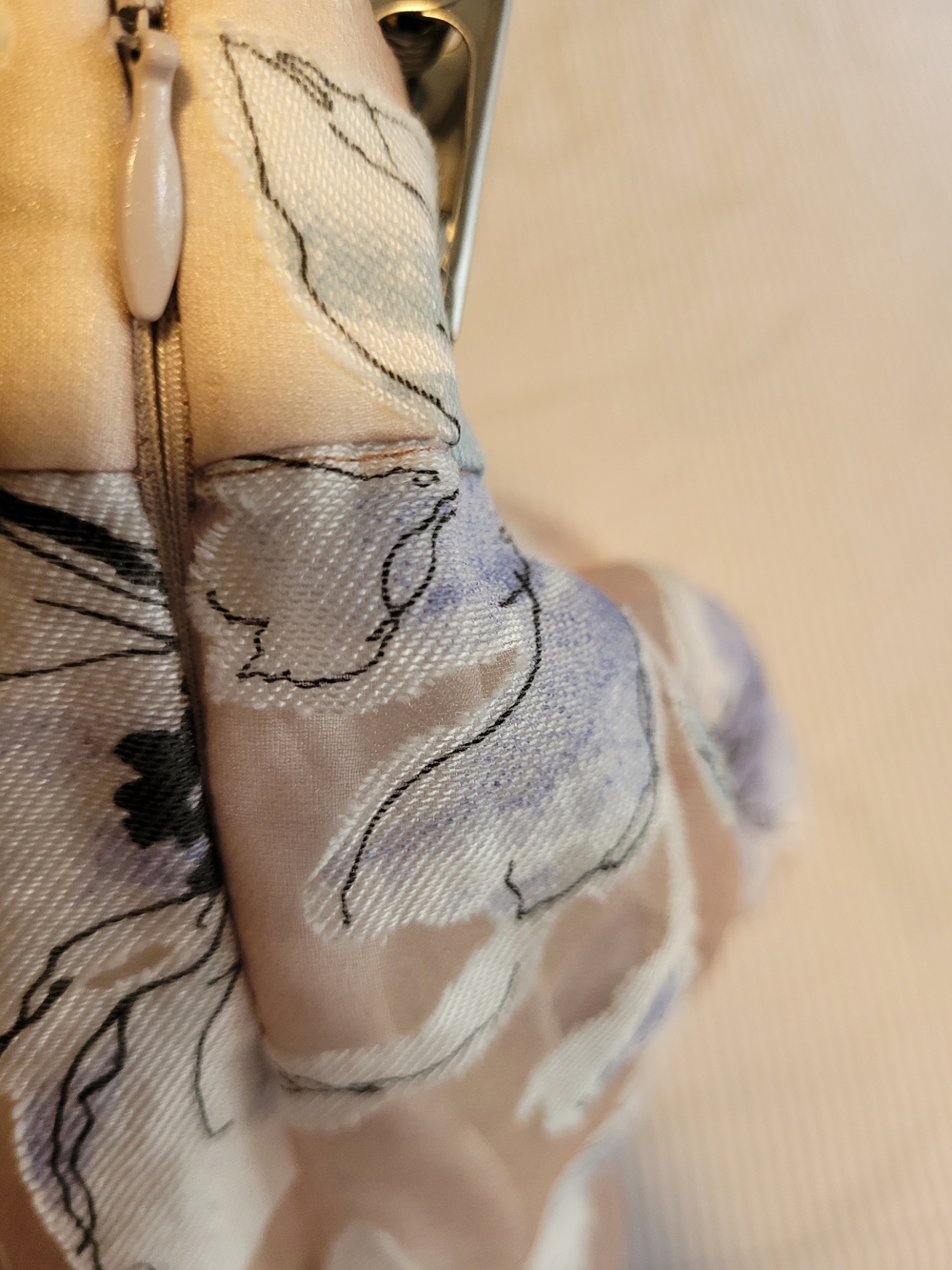 Soft Blush Floral Circle Skirt with Lavender Accents - Picture 5 of 6